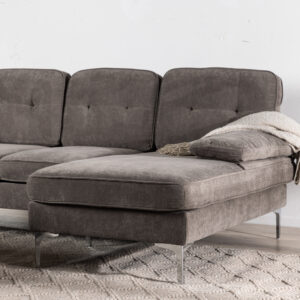 Remis – Canapé 3 places – Chrome, Gris foncé – 85 x 89 x 241|118 cm