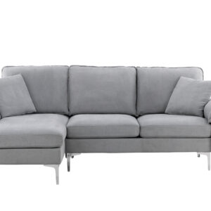 Toulouse – Canapé 3 places – Chrome, Gris – 84 x 91 x 212|115 cm
