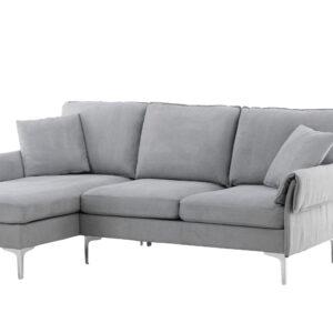 Toulouse – Canapé 3 places – Chrome, Gris – 84 x 91 x 212|115 cm