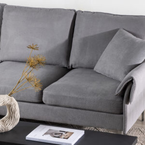 Toulouse – Canapé 3 places – Chrome, Gris – 84 x 91 x 212|115 cm