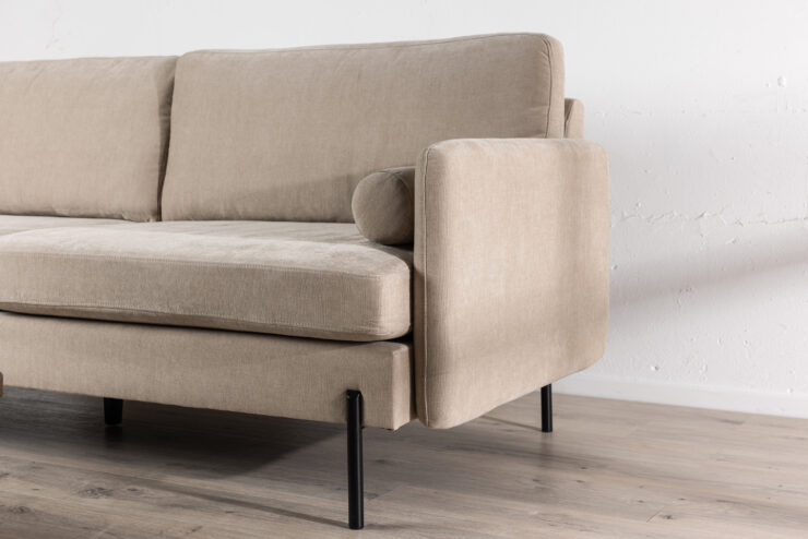 Antibes – Canapé 3 places – Beige, Noir – 87 x 86 x 210 cm