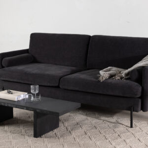 Antibes – Canapé 3 places – Noir, Gris foncé – 87 x 86 x 210 cm