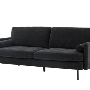 Antibes – Canapé 3 places – Noir, Gris foncé – 87 x 86 x 210 cm