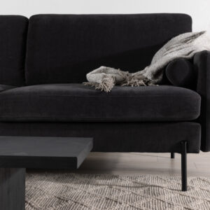 Antibes – Canapé 3 places – Noir, Gris foncé – 87 x 86 x 210 cm