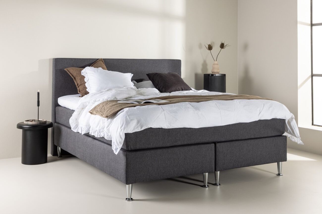 Toledo – Double Bed – Gris foncé, Champagne – 200 x 66 x 180 cm