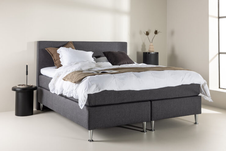 Toledo – Double Bed – Gris foncé, Champagne – 200 x 66 x 180 cm