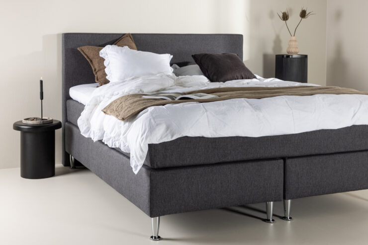 Toledo – Double Bed – Gris foncé, Champagne – 200 x 66 x 180 cm