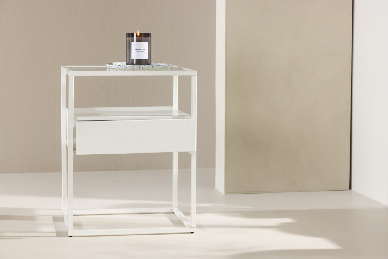 Fortaleza – Table d’appoint – Blanc – 40 x 40 cm