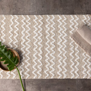 Philippa – Tapis de bain – Sable, Blanc – 90 x 60 cm