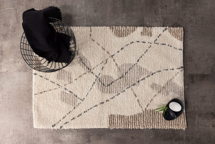 Paul – Tapis de bain – Gris, Ivoire, Marron – 90 x 60 cm