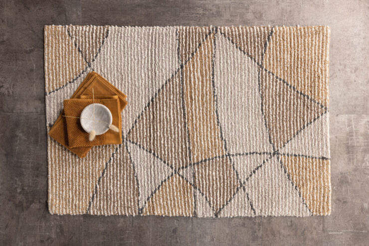 Loui – Tapis de bain – Gris, Ivoire, Sable – 90 x 60 cm