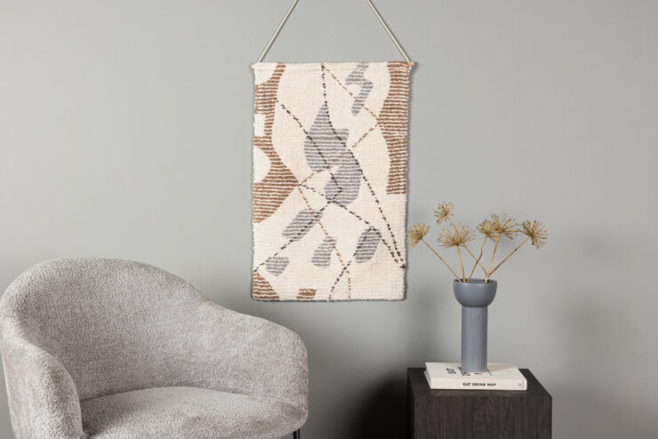 Liam – Décoration murale – Gris, Ivoire, Marron – 80 x 50 cm