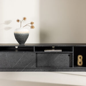 Girona – Meuble TV – Noir – 40 x 50 x 180 cm