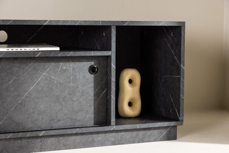 Girona – Meuble TV – Noir – 40 x 50 x 180 cm