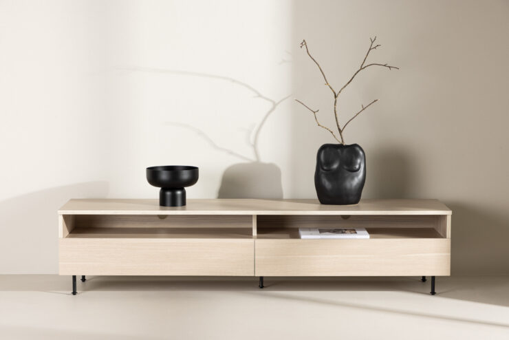Navarra – Meuble TV – Noir, Blanchi – 40 x 40 x 180 cm