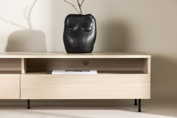 Navarra – Meuble TV – Noir, Blanchi – 40 x 40 x 180 cm