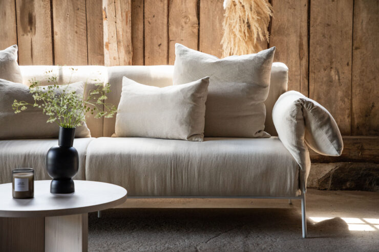 Öckerö – Canapé 3 places – Beige, Blanc – 91 x 80 x 237 cm