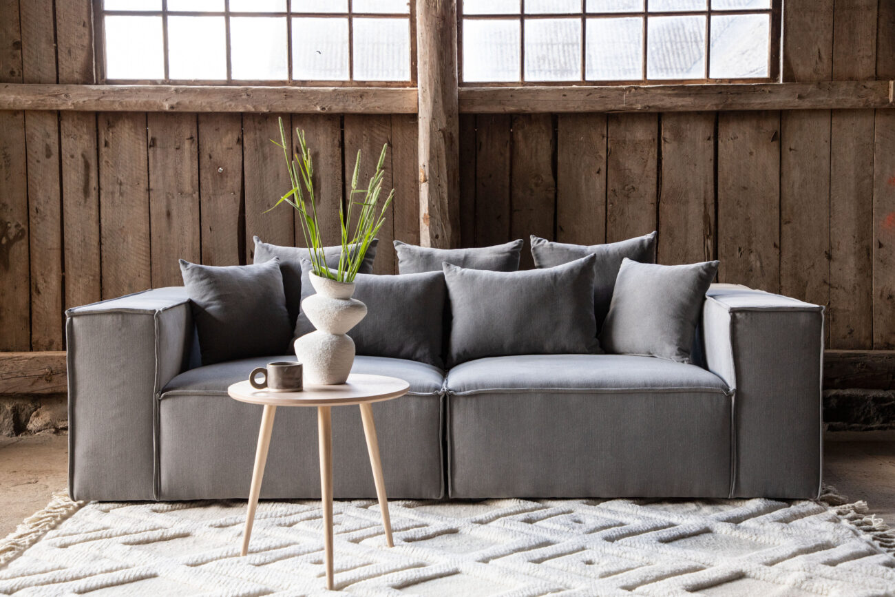 Gillholmen – Canapé 3 places – Noir, Gris – 116 x 80 x 232 cm