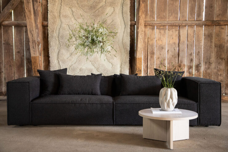 Gillholmen – Canapé 3 places – Noir, Gris foncé – 114 x 62 x 284 cm