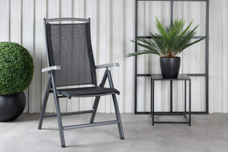 Albany – Chaise réglable – Noir – 60 x 110 x 60 cm
