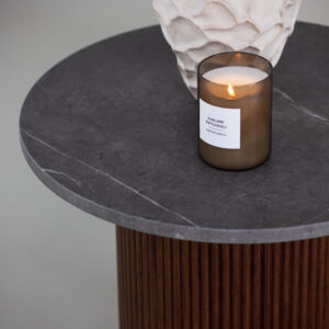 Härön – Table d&rsquo;appoint – Gris, Noyer – ⌀52 cm
