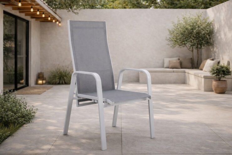 Copacabana – Recliner Chair – Gris, Blanc – 65 x 110 x 57 cm