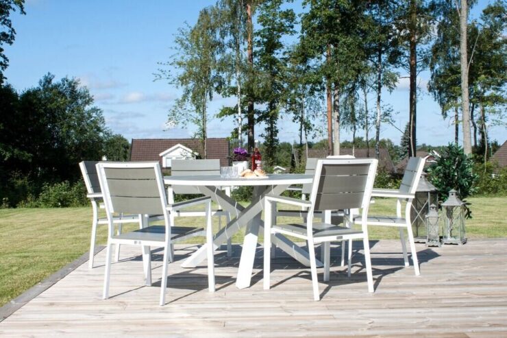 Parma – Table à manger ronde – Gris, Blanc – ⌀140 cm