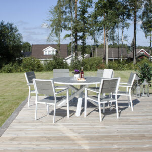 Parma – Table à manger ronde – Gris, Blanc – ⌀140 cm