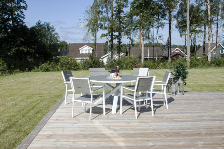 Parma – Table à manger ronde – Gris, Blanc – ⌀140 cm