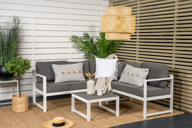 Salvador – Salon d'angle – Gris, Blanc