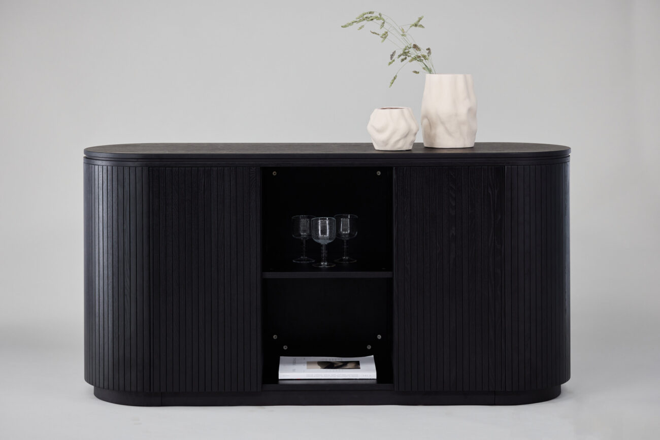 Fjällbacka – Meuble de rangement – Noir – 48 x 80 x 160 cm