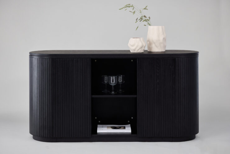 Fjällbacka – Meuble de rangement – Noir – 48 x 80 x 160 cm