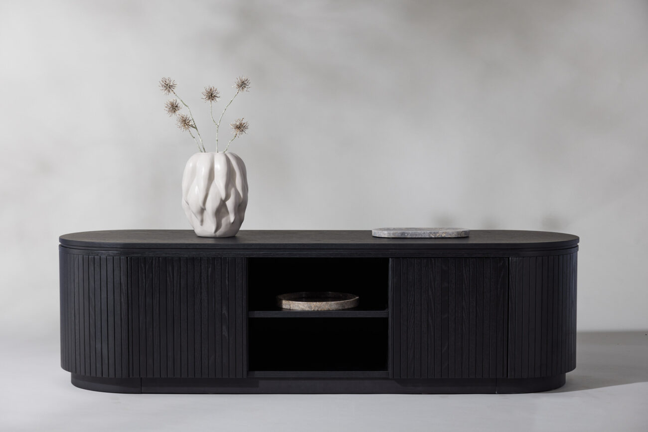 Fjällbacka – Meuble TV – Noir – 48 x 45 x 160 cm