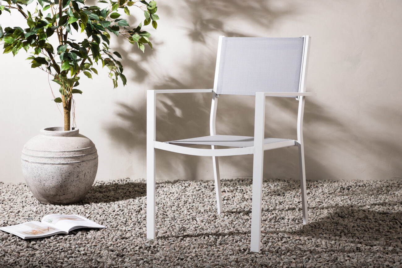 Copacabana – Chaise de salle à manger – Gris, Blanc – 61 x 88 x 57 cm