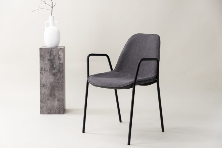 Klädesholmen – Chaise de salle à manger – Noir, Gris foncé – 60 x 80 x 56 cm