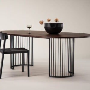 Hamneskär – Table à manger ovale – Noir, Noyer, Noyer foncé – 220 x 110 cm