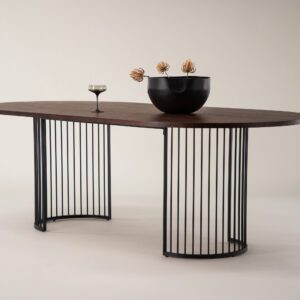 Hamneskär – Table à manger ovale – Noir, Noyer, Noyer foncé – 220 x 110 cm