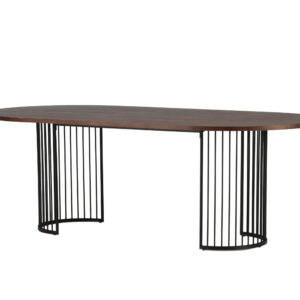 Hamneskär – Table à manger ovale – Noir, Noyer, Noyer foncé – 220 x 110 cm