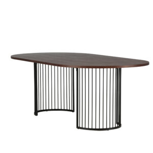 Hamneskär – Table à manger ovale – Noir, Noyer, Noyer foncé – 220 x 110 cm