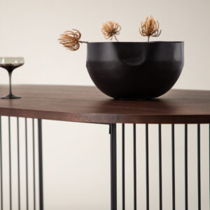 Hamneskär – Table à manger ovale – Noir, Noyer, Noyer foncé – 220 x 110 cm