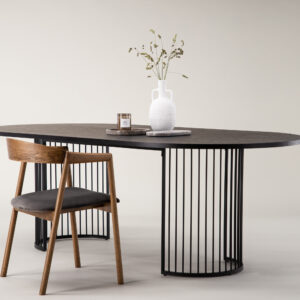 Hamneskär – Table à manger ovale – Noir – 220 x 110 cm