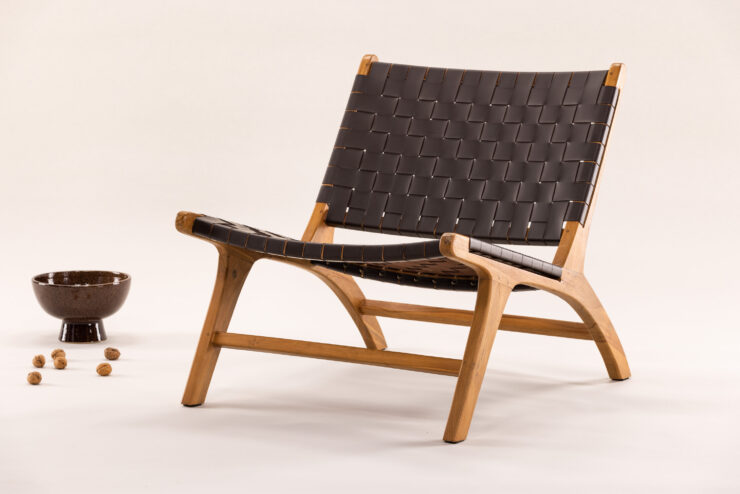 Rike – Fauteuil lounge – Naturel, Marron – 80 x 75 x 65 cm
