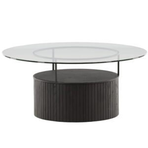 Bovall – Table basse – Noir, Transparent – ⌀90 cm