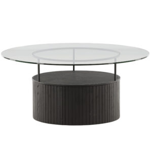 Bovall – Table basse – Noir, Transparent – ⌀90 cm