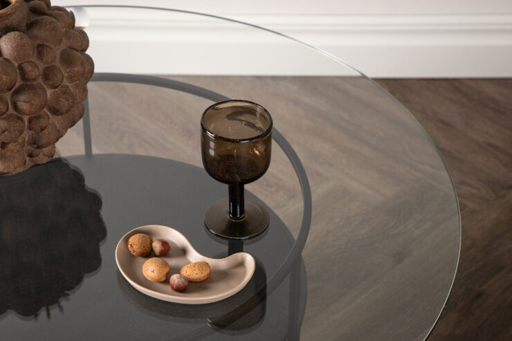 Bovall – Table basse – Noir, Transparent – ⌀90 cm