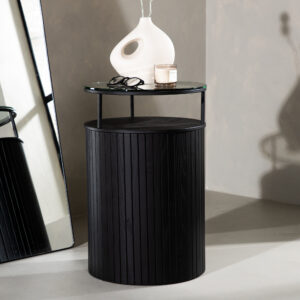 Bovall – Table d&rsquo;appoint – Noir, Transparent – ⌀37 cm