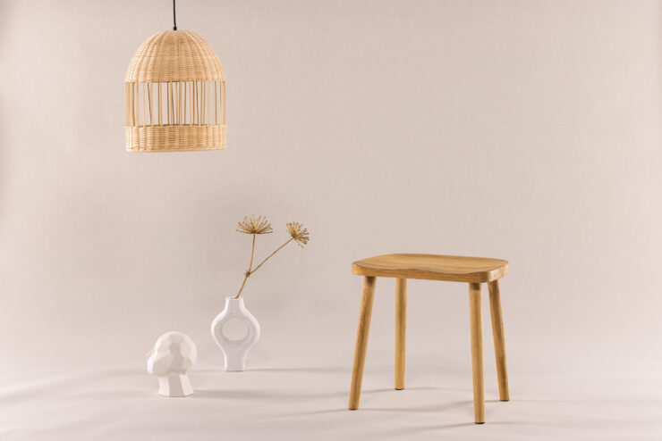 Orust – Stool – Blanchi, Naturel – 31 x 44 x 45 cm