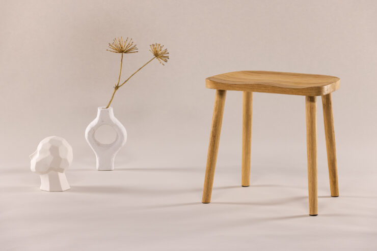 Orust – Stool – Blanchi, Naturel – 31 x 44 x 45 cm