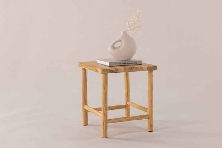 Noster – Stool – Blanchi, Naturel – 42 x 46 x 42 cm