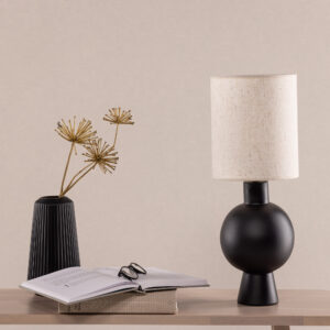 Mysterna – Lampe à poser – Beige, Noir – 21 x 55 x 21 cm